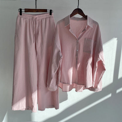 THEA – 2-piece set with linen feel | Shirt & wide pants