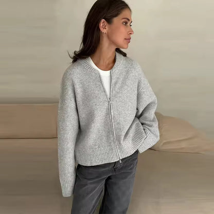 GABRIELLE – Casual zip knit sweater