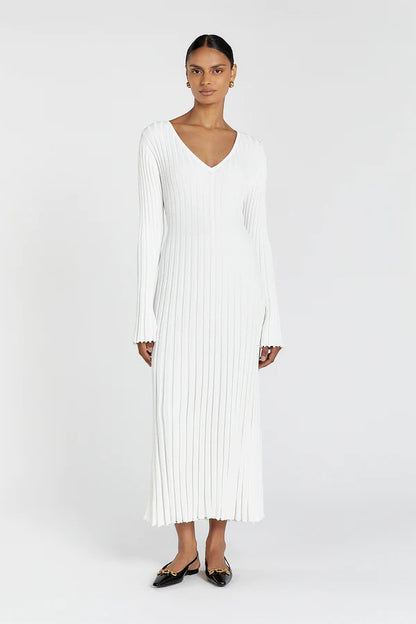 ÉNORA – V-Neck ribbed knit dress