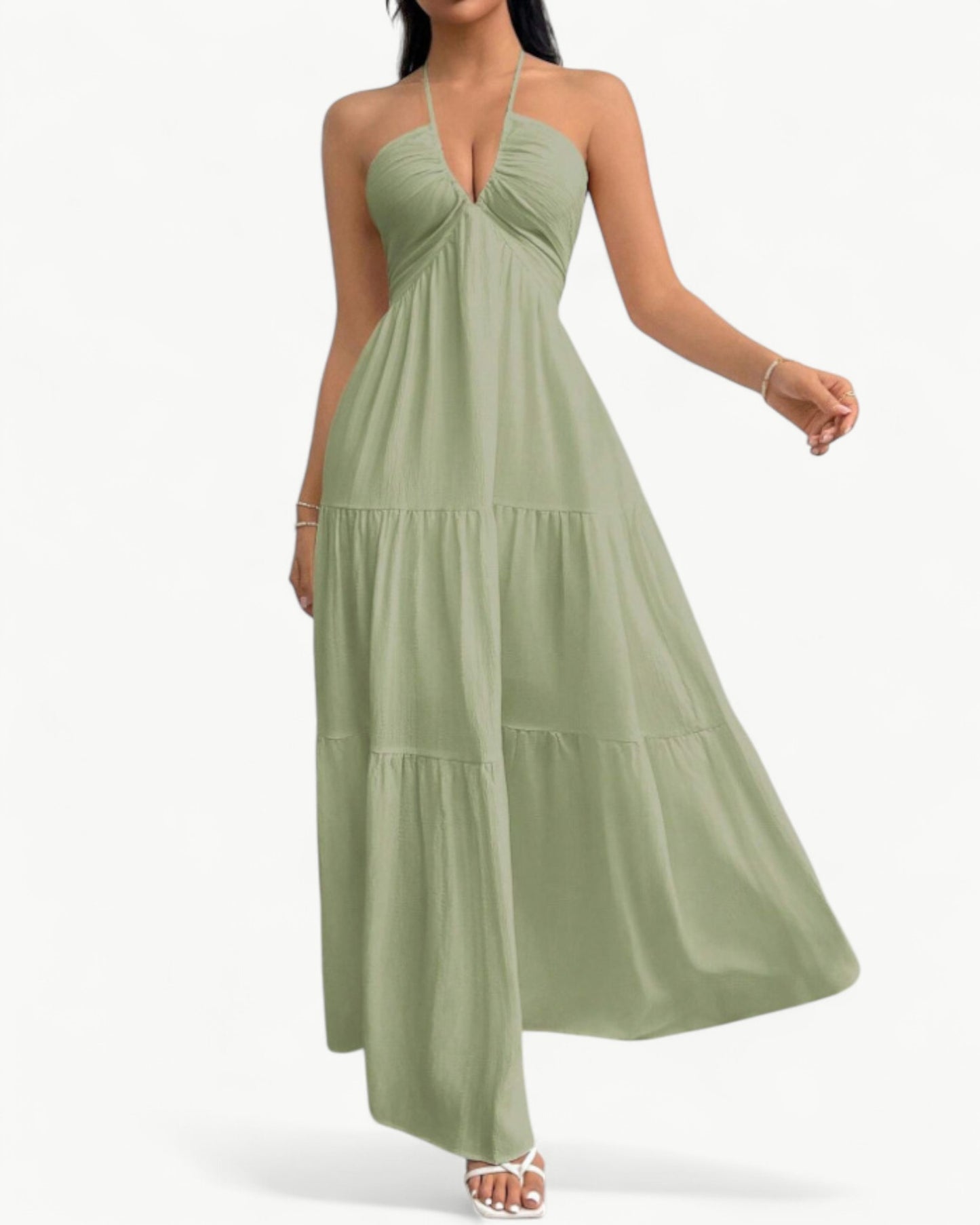 LIORA – Flowing halter maxi dress