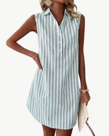 MARCELINE – Striped Shirt Dress Without Sleeves | Classic and Summery