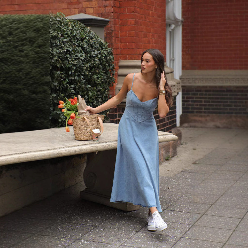 RIZA – Denim Dress with Slim Straps | Summery and Stylish