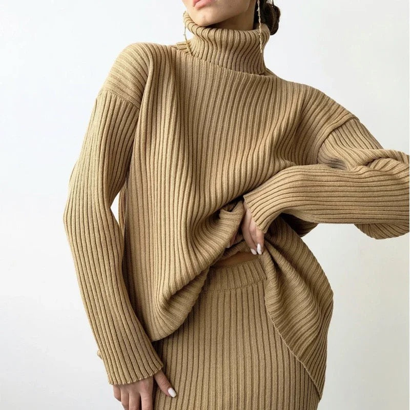 SAGA - KNITTED POLO & SKIRT - 2-PIECE SET