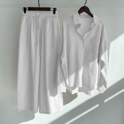 THEA – 2-piece set with linen feel | Shirt & wide pants