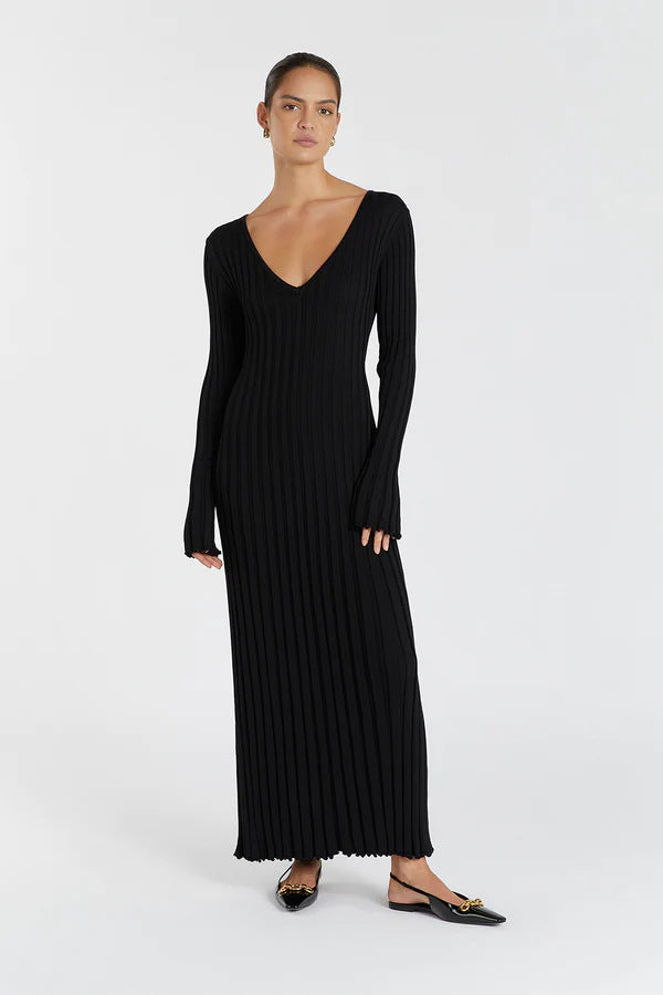 ÉNORA – V-Neck ribbed knit dress