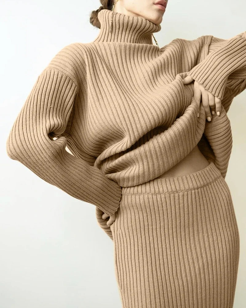 SAGA - KNITTED POLO & SKIRT - 2-PIECE SET