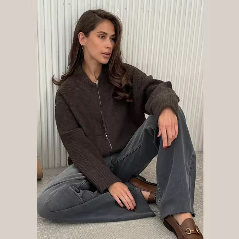 GABRIELLE – Casual zip knit sweater