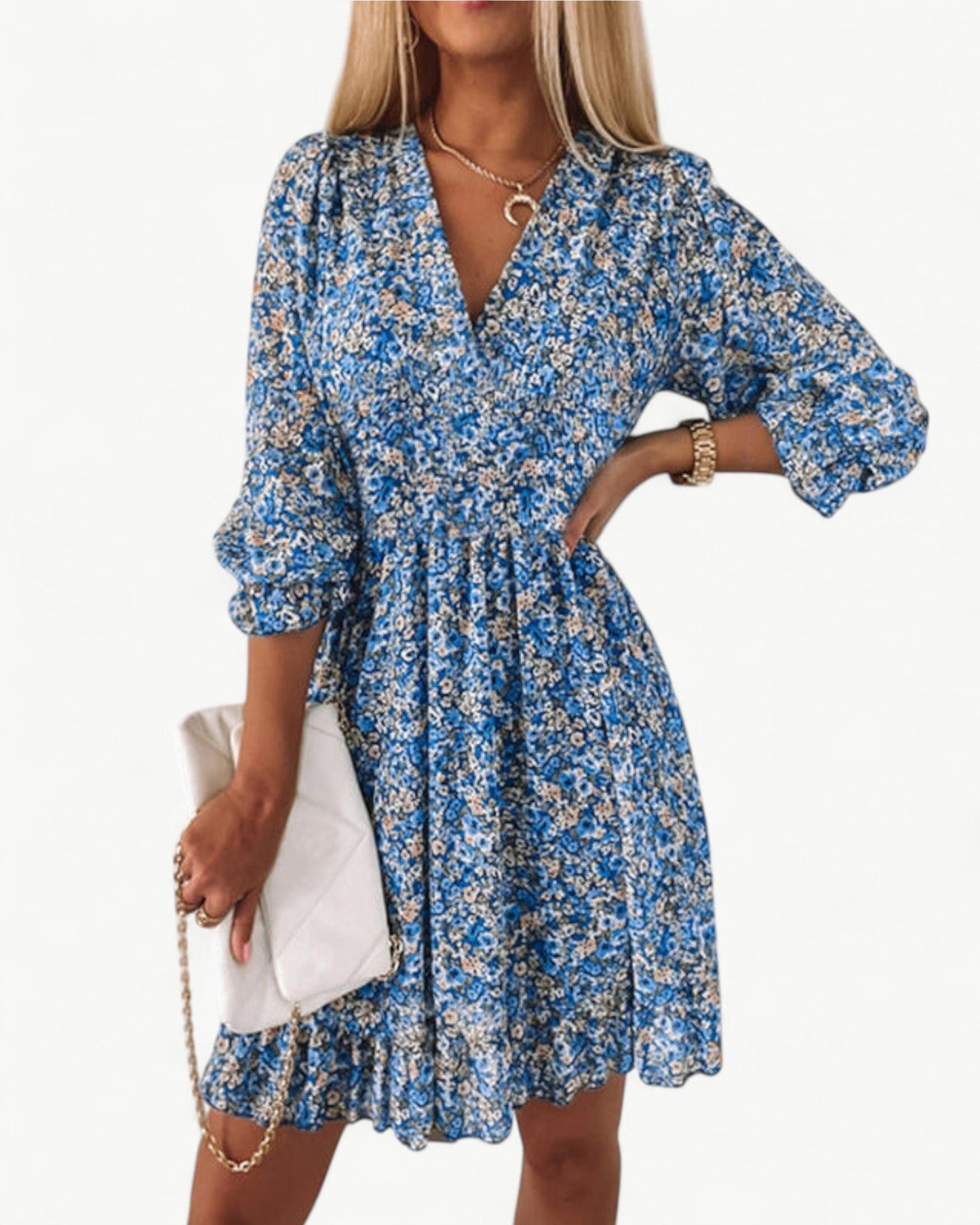 LÉONIE – Floral dress with smocking & ruffle detail
