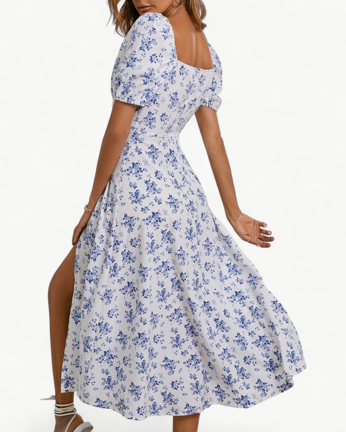 ISLA – Floral midi dress with elegant slit