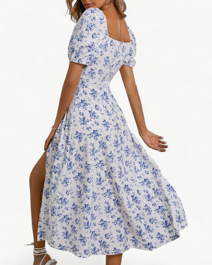 ISLA – Floral midi dress with elegant slit