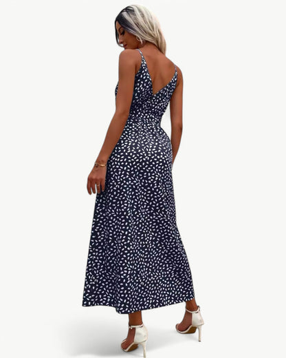 SOLÈNE – V-neck summer dress with double slits | Elegant & timeless