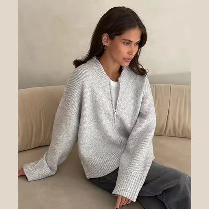 GABRIELLE – Casual zip knit sweater