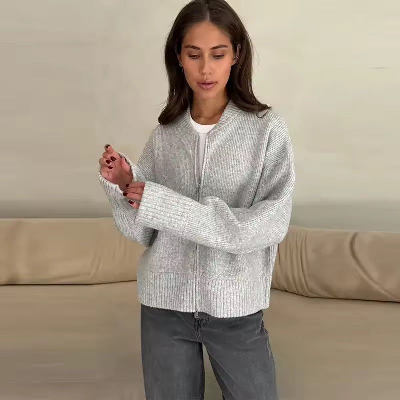 GABRIELLE – Casual zip knit sweater