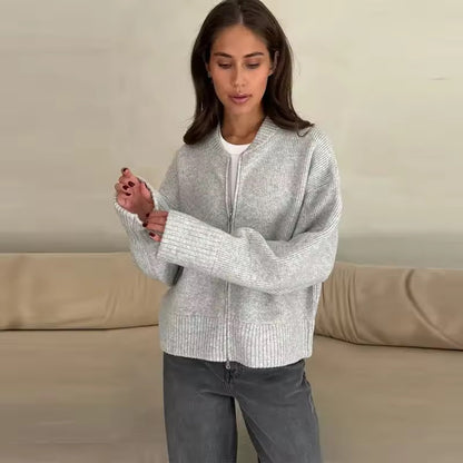 GABRIELLE – Casual zip knit sweater