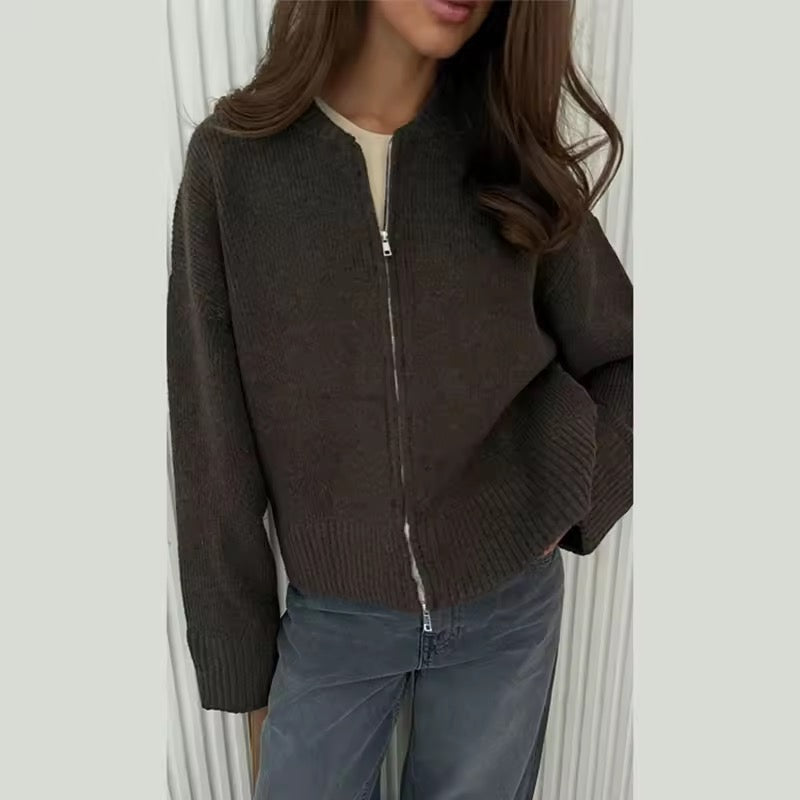 GABRIELLE – Casual zip knit sweater