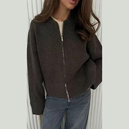GABRIELLE – Casual zip knit sweater