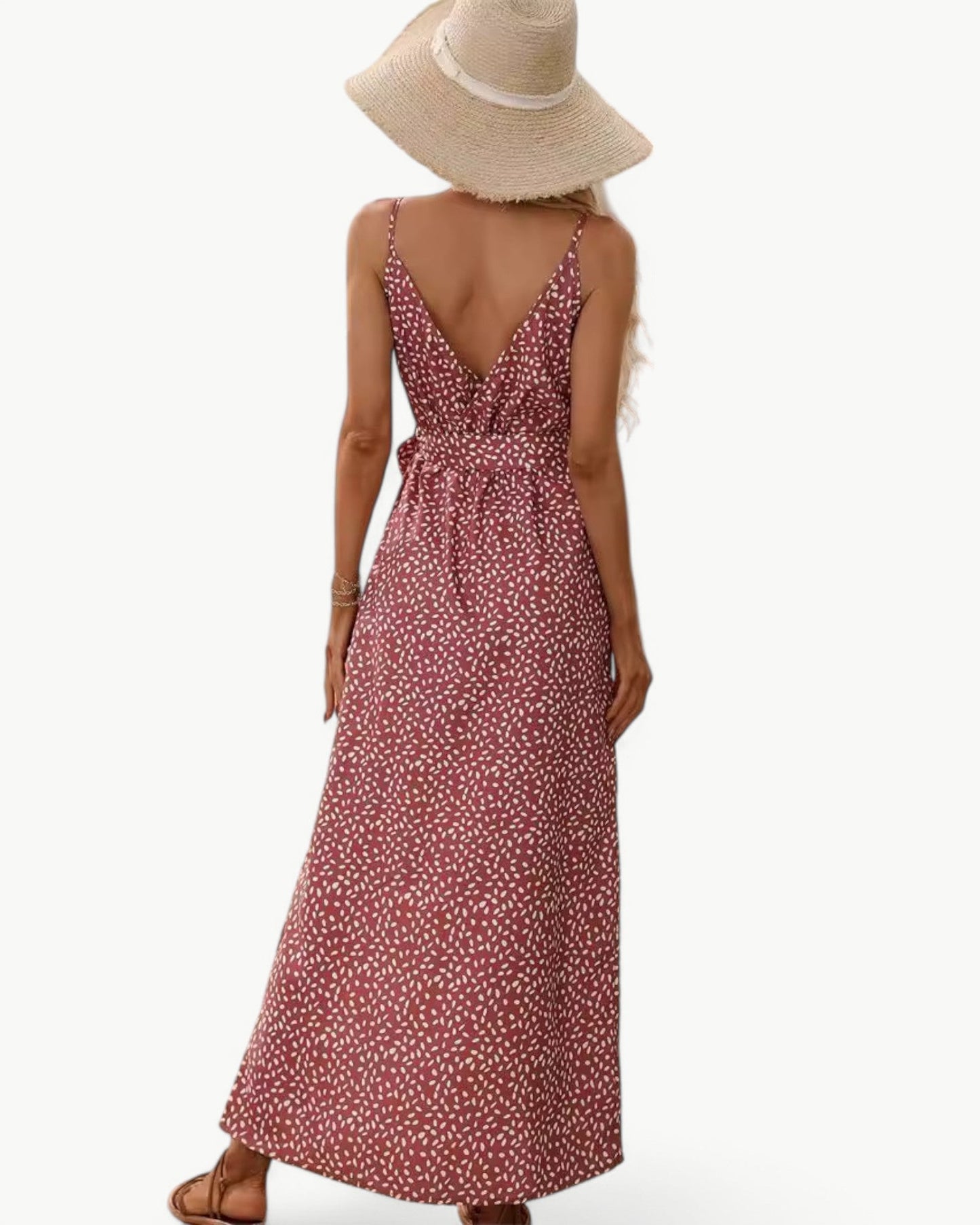 SOLÈNE – V-neck summer dress with double slits | Elegant & timeless