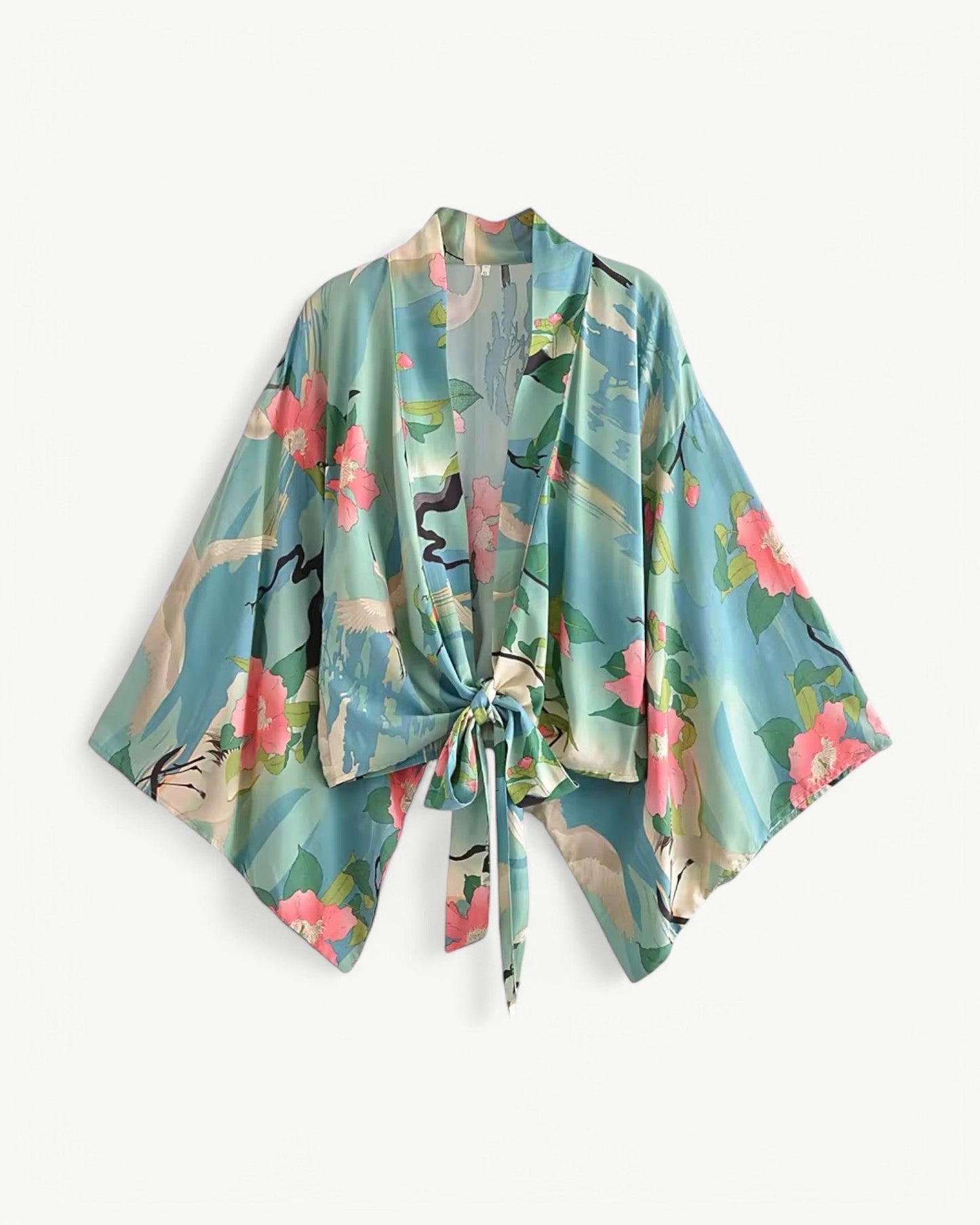 ODÉLIA – Bohemian kimono blouse with tie front & V-neck