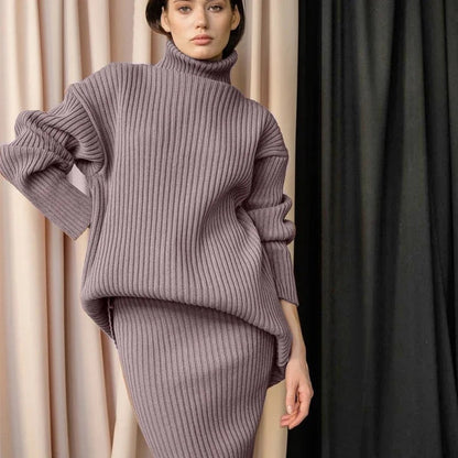 SAGA - KNITTED POLO & SKIRT - 2-PIECE SET