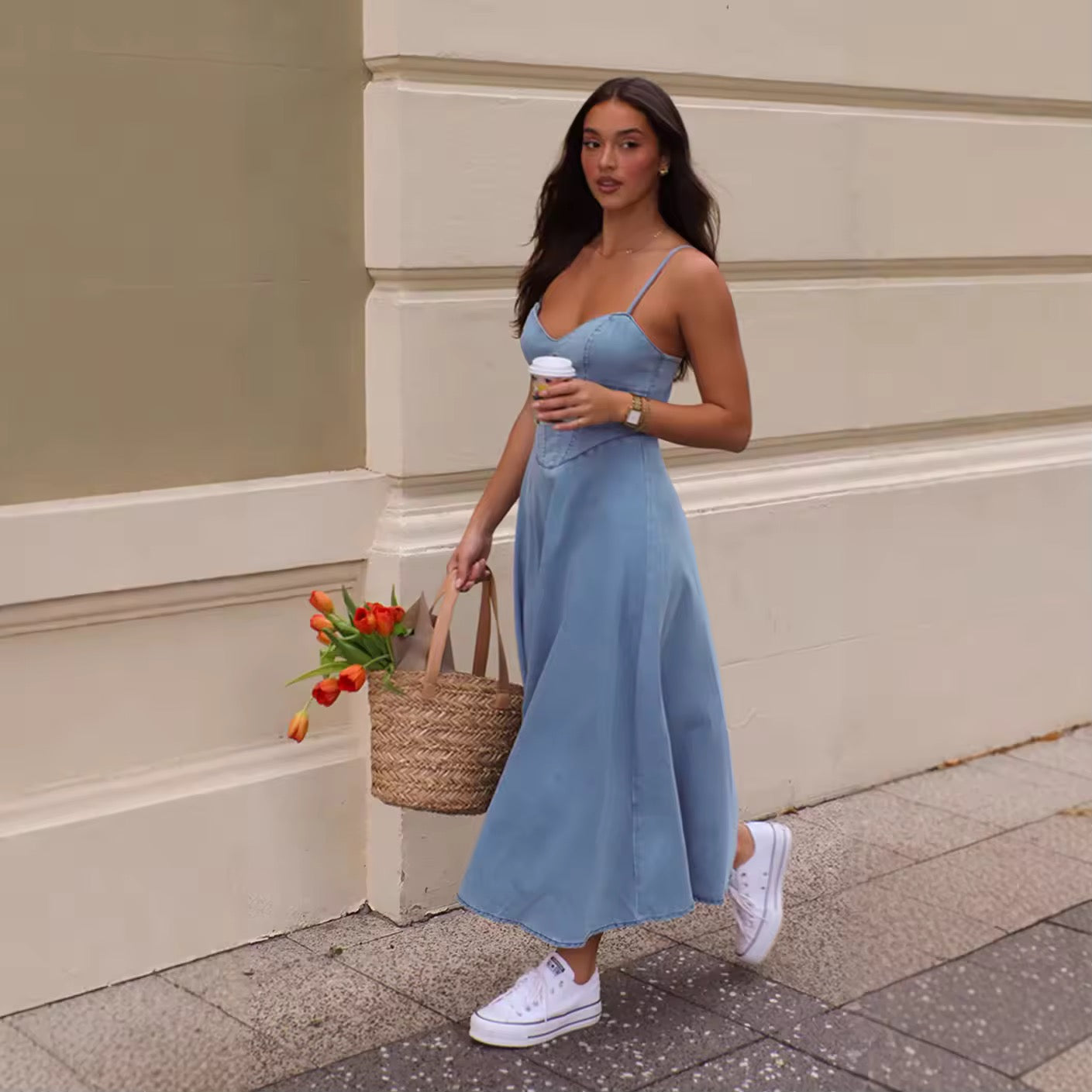 RIZA – Denim Dress with Slim Straps | Summery and Stylish