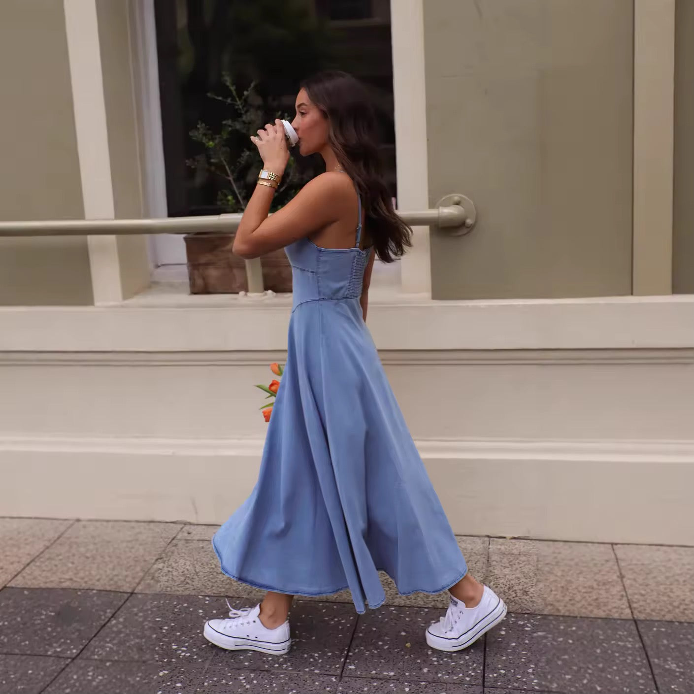 RIZA – Denim Dress with Slim Straps | Summery and Stylish