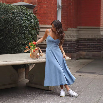 RIZA – Denim Dress with Slim Straps | Summery and Stylish
