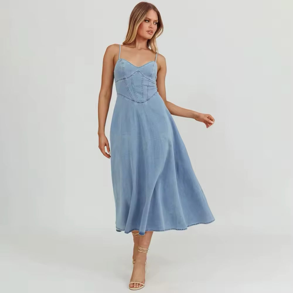 RIZA – Denim Dress with Slim Straps | Summery and Stylish