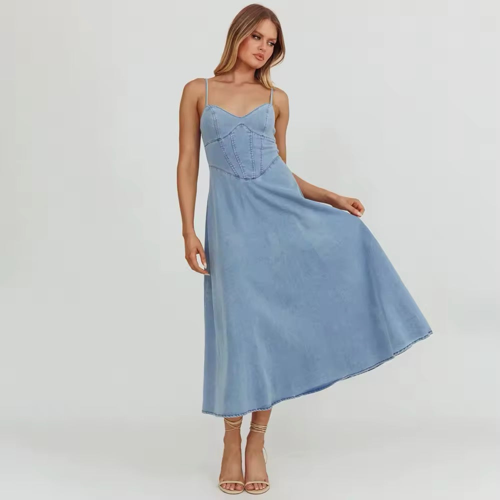 RIZA – Denim Dress with Slim Straps | Summery and Stylish