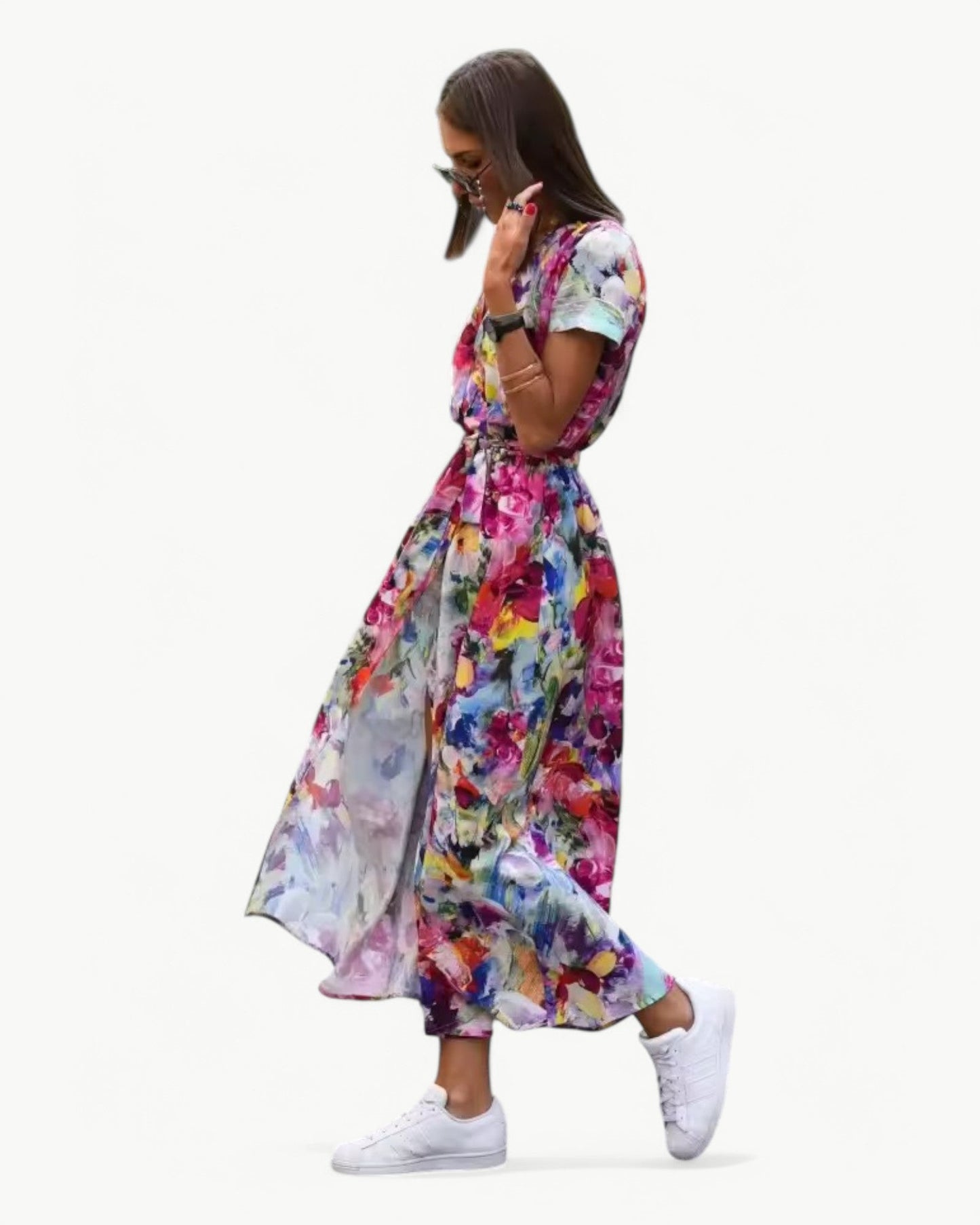 DÉSIRÉE – Patterned Summer Dress with V-Neck – Colorful and Relaxed