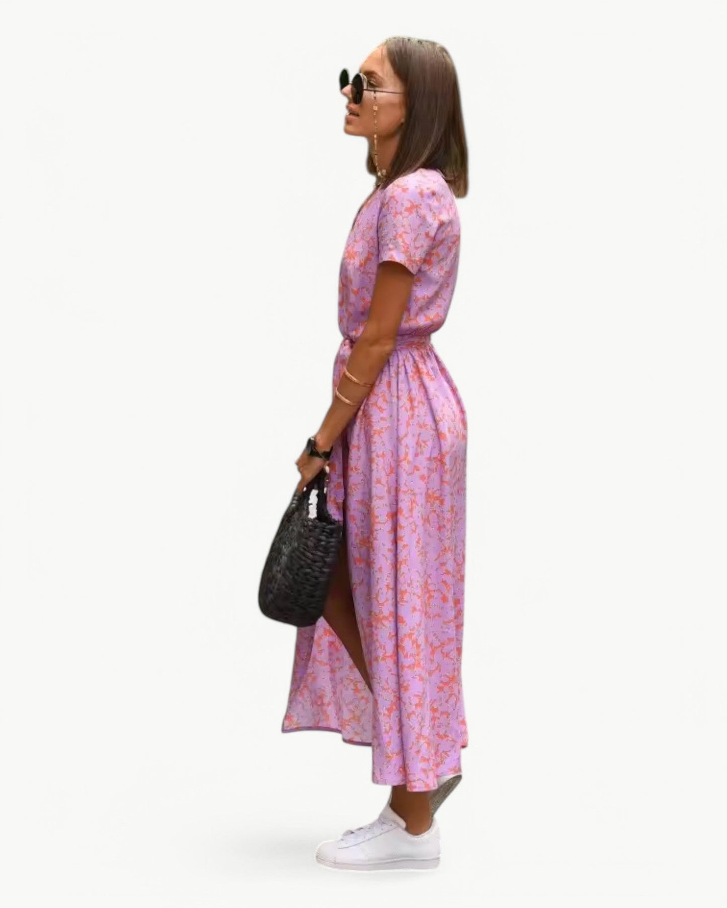 DÉSIRÉE – Patterned Summer Dress with V-Neck – Colorful and Relaxed