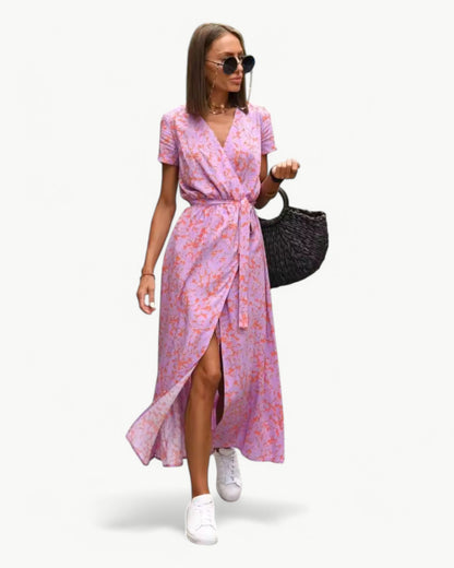 DÉSIRÉE – Patterned Summer Dress with V-Neck – Colorful and Relaxed