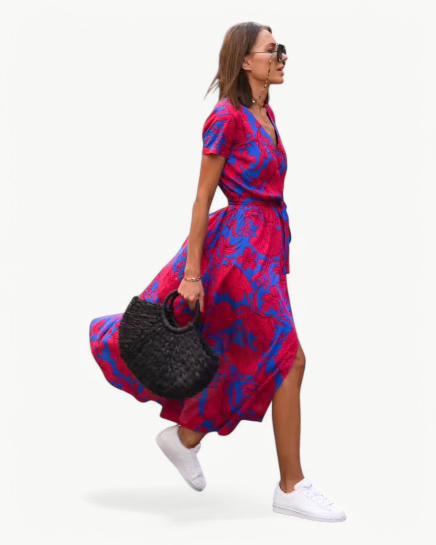 DÉSIRÉE – Patterned Summer Dress with V-Neck – Colorful and Relaxed