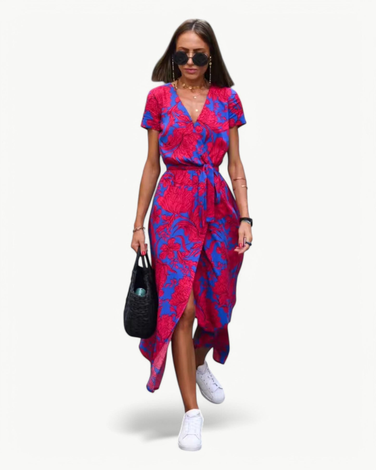 DÉSIRÉE – Patterned Summer Dress with V-Neck – Colorful and Relaxed