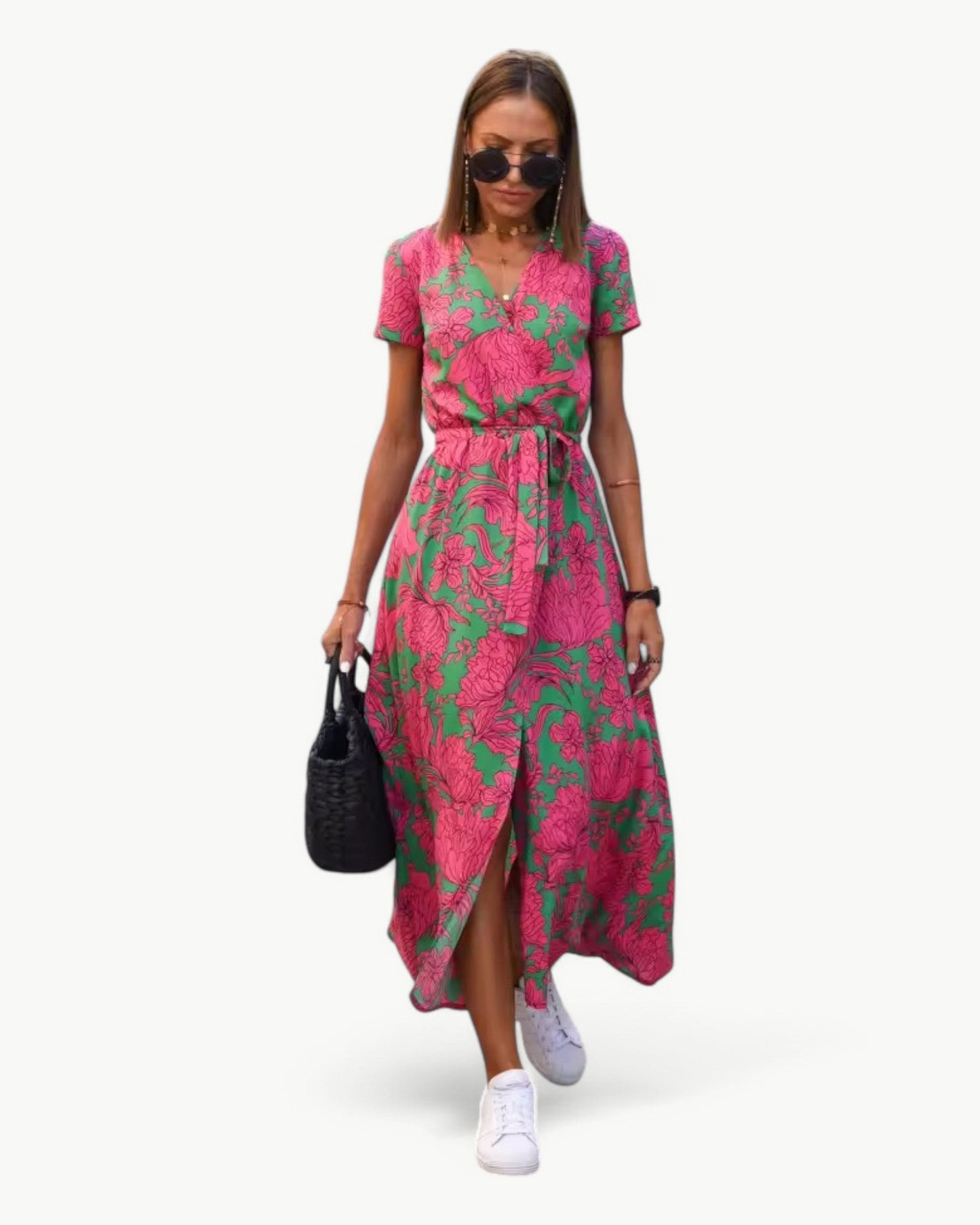 DÉSIRÉE – Patterned Summer Dress with V-Neck – Colorful and Relaxed