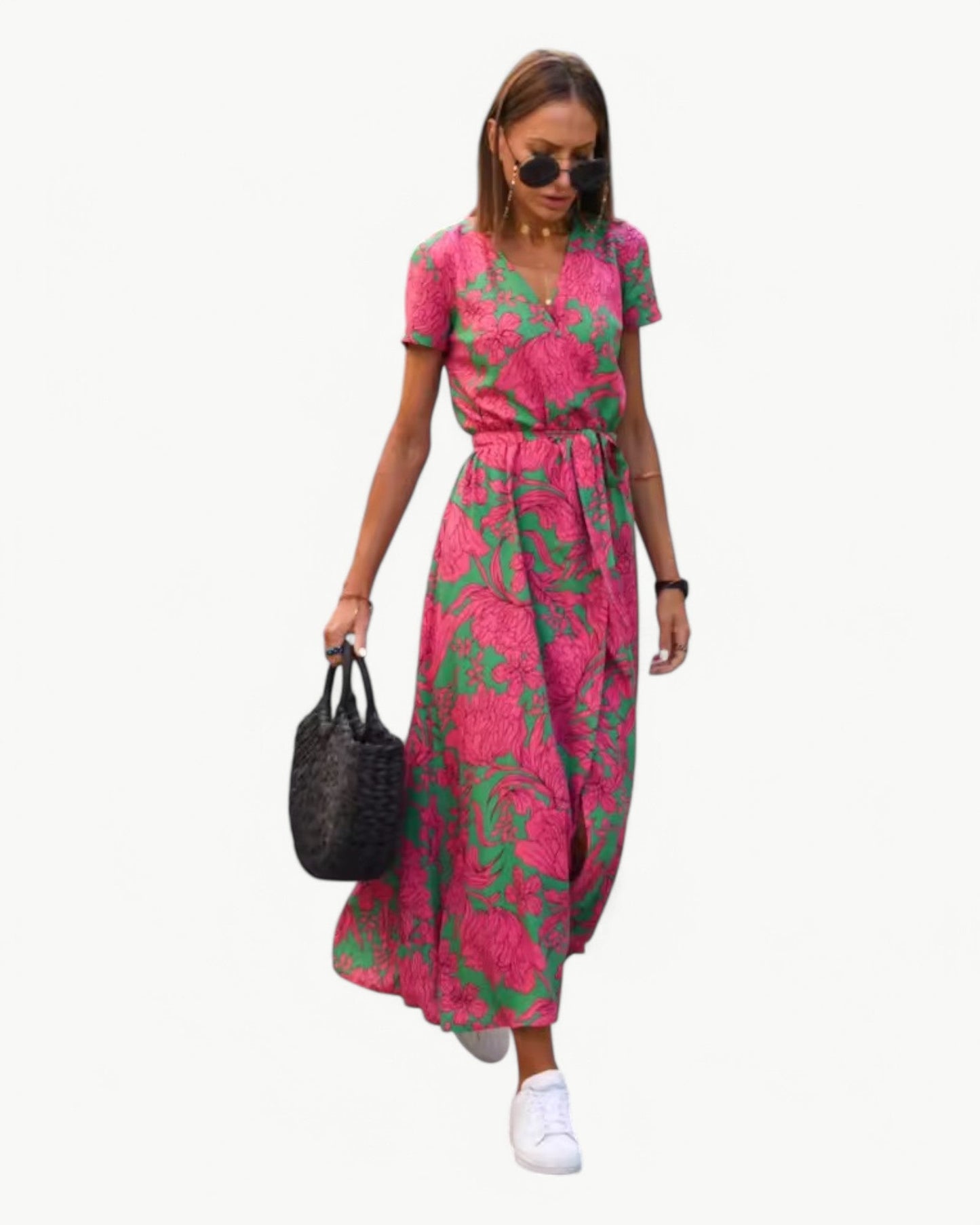 DÉSIRÉE – Patterned Summer Dress with V-Neck – Colorful and Relaxed