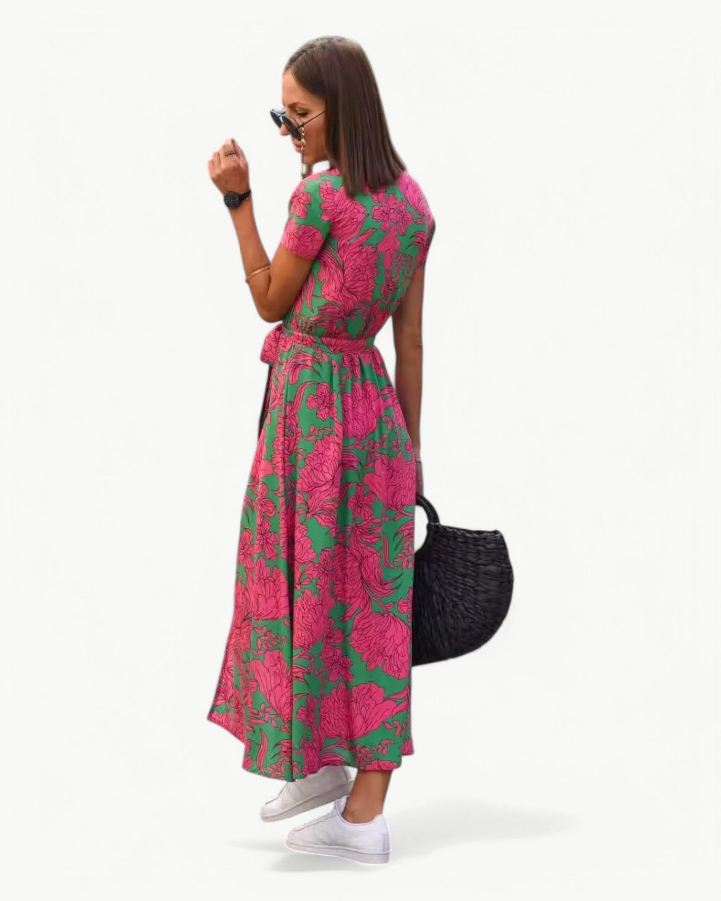 DÉSIRÉE – Patterned Summer Dress with V-Neck – Colorful and Relaxed