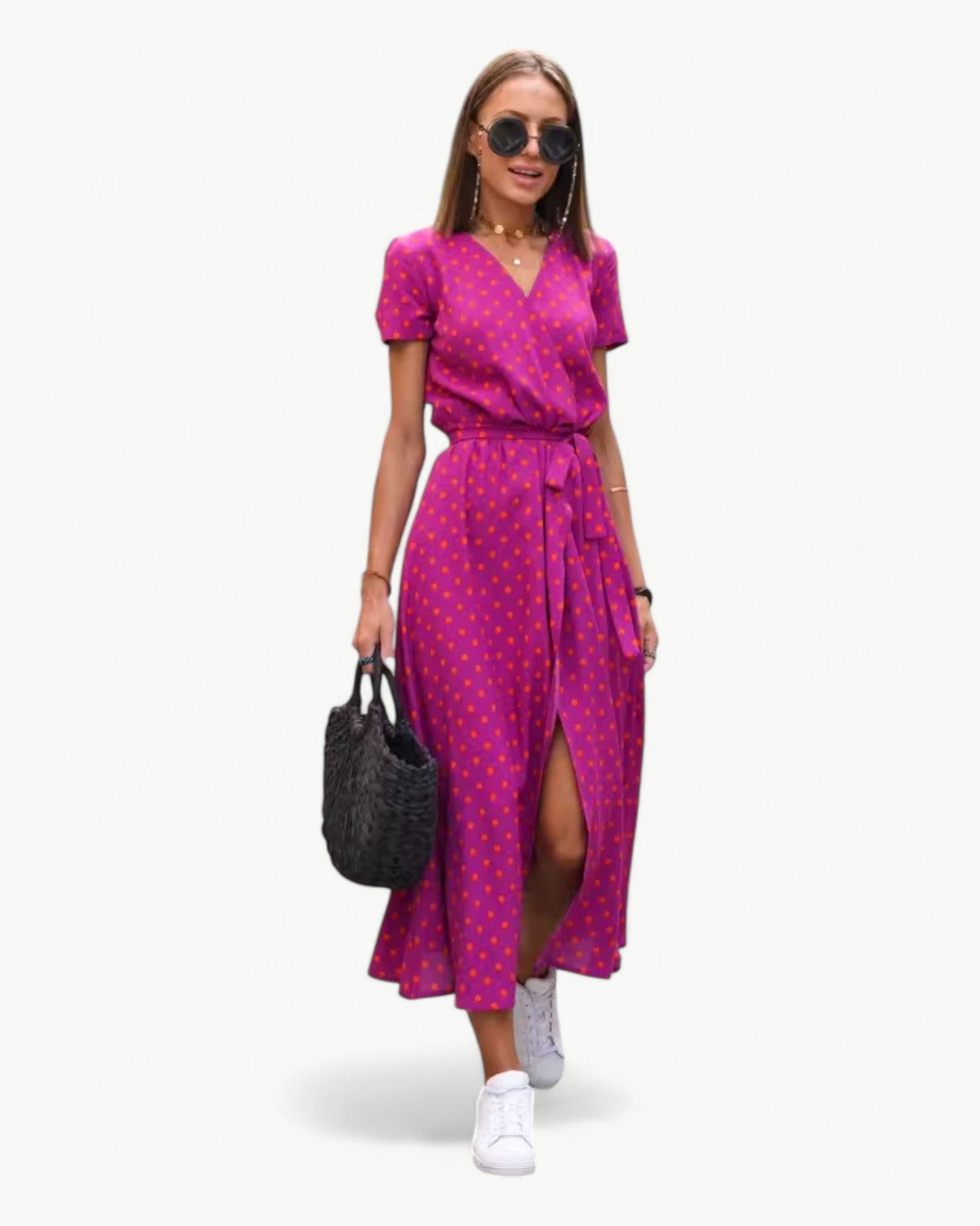 DÉSIRÉE – Patterned Summer Dress with V-Neck – Colorful and Relaxed