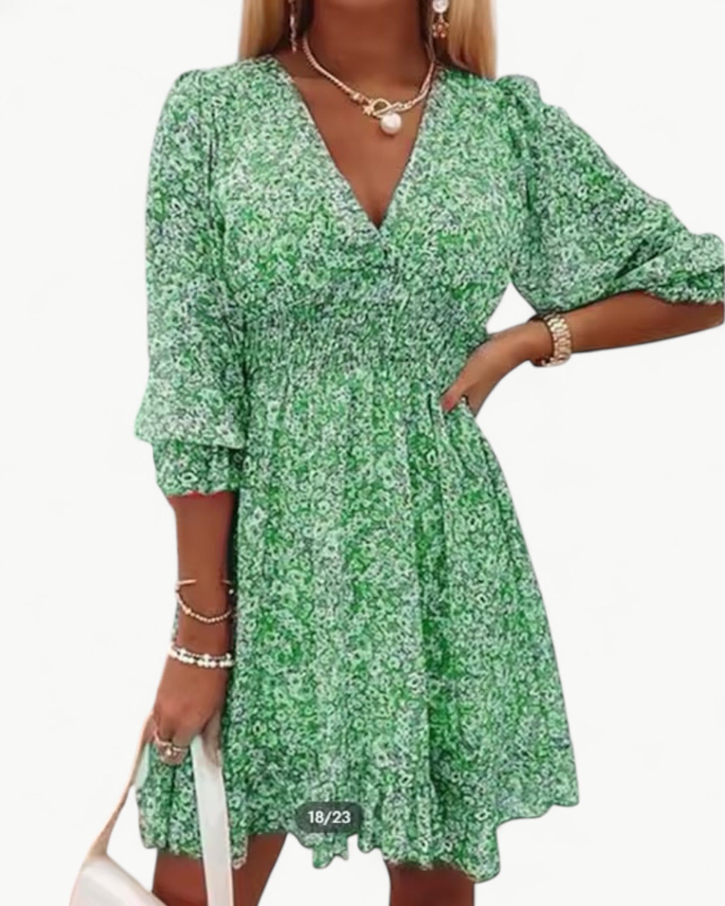 LÉONIE – Floral dress with smocking & ruffle detail