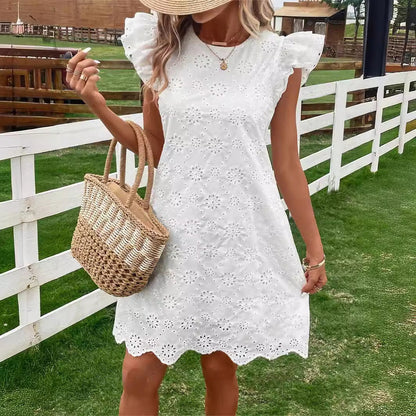 ÉMILIE – White dress with embroidered details | Timeless & charming look