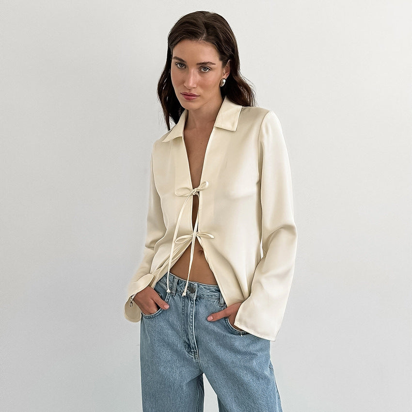 LORI – Satin tie blouse