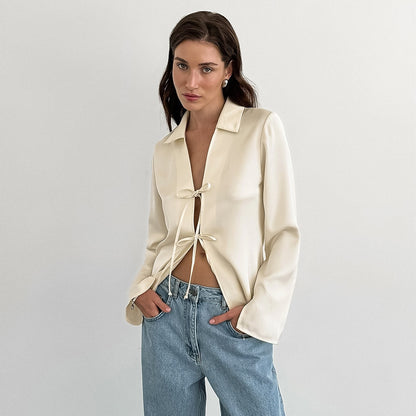 LORI – Satin tie blouse