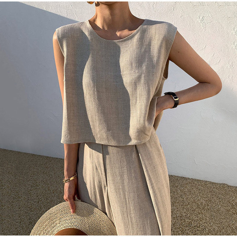 LILOU – 2-piece set in linen feel | Sleeveless top & wide pants