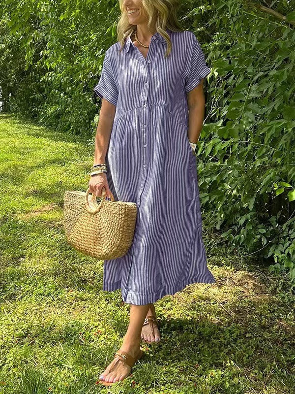 MÉLINA – Striped Shirt Dress