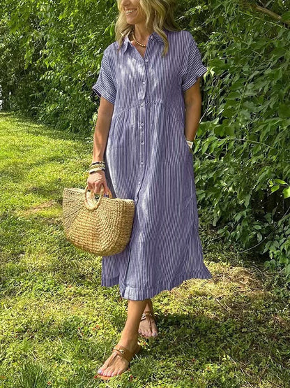 MÉLINA – Striped Shirt Dress