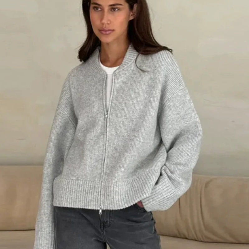 GABRIELLE – Casual zip knit sweater