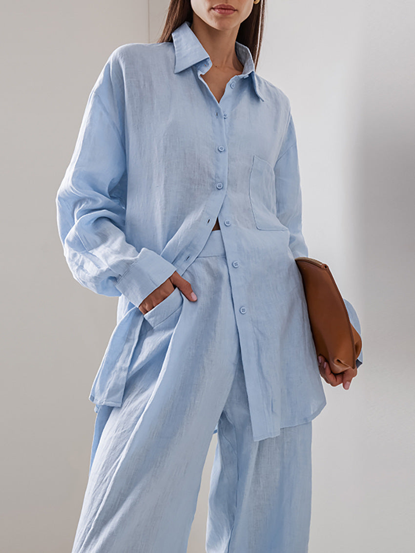 AMARA – Elegant set with long-sleeved shirt & pants | Light, airy & stylish