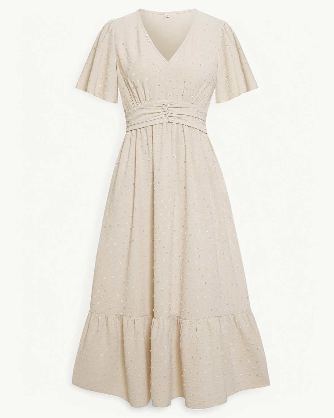 RENÉE – V-neck midi dress with short sleeves – Light and stylish