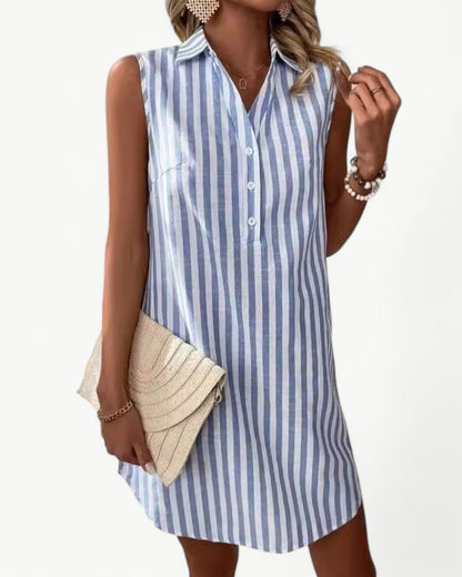 MARCELINE – Striped Shirt Dress Without Sleeves | Classic and Summery