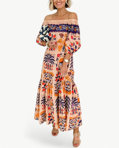 ZÉLIE – Long Off-Shoulder Dress with Pockets | Floral and Summery