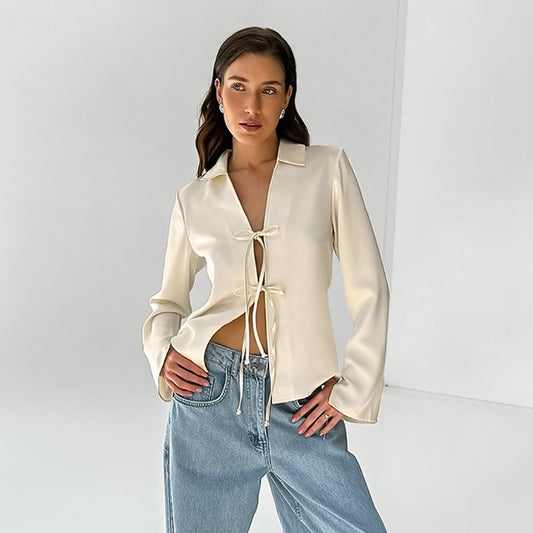 LORI – Satin tie blouse